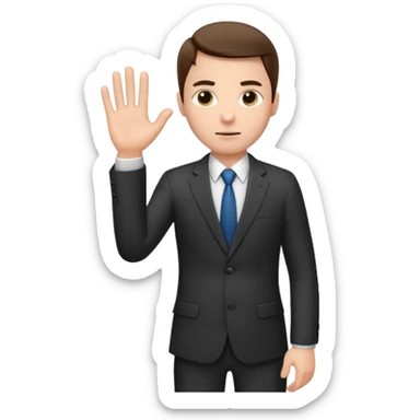 The businessman extends his hand to the side, as if he is about to take something. sticker