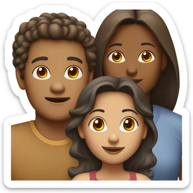 a four person family with: Light skin mother, brown Mother a Light Daughter and Brown Son sticker
