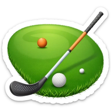 green grass, field hockey stick, field hockey ball sticker