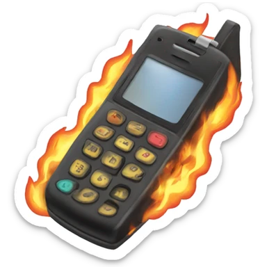 90s flip phone on fire sticker