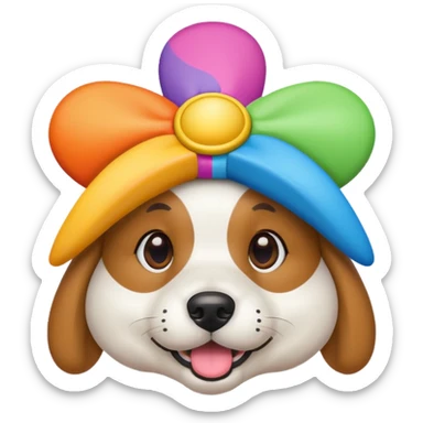 dog wearing a colorful propeller hat sticker