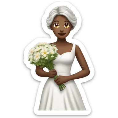 Femme en tenue de mariée avec un bouquet de fleur sticker