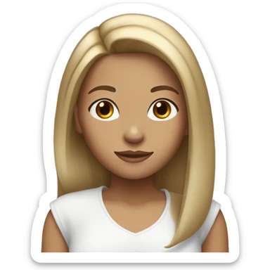 Dark blonde girl with blonde Highlights, Brown eyes and straight hair which is shoulder lengh  sticker