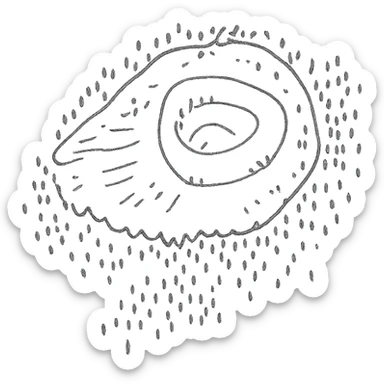 Create a hand-drawn sketch of Patomskiy crater with rough lines and monochrome style, using the reference image for structure. Emphasize a natural, sketchy look. sticker