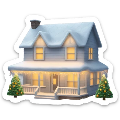 white christmas home with lights  sticker