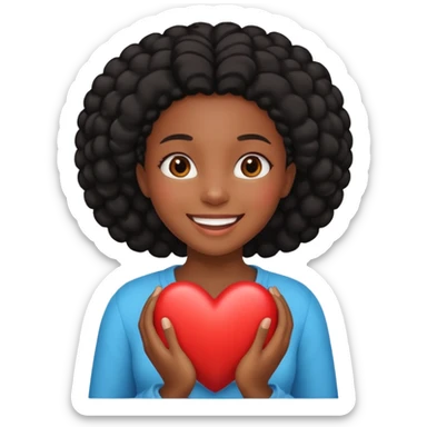 Black girl big heart sticker