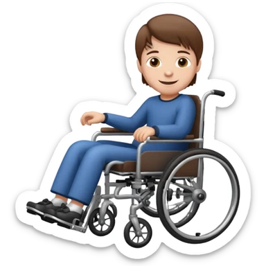 a disabled kid next to his wheelchair sticker