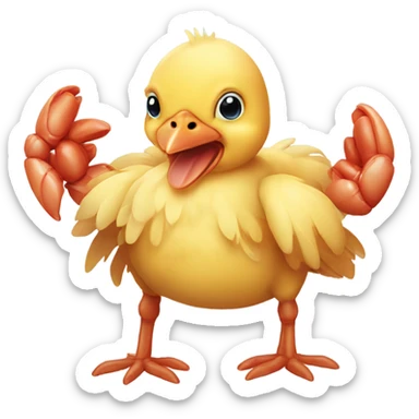 Baby chicken and sea crab friends  sticker