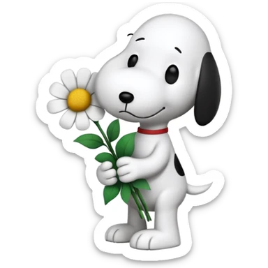 Snoopy holding flower bouquet sticker
