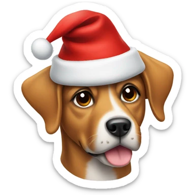 Dog wearing a Christmas hat  sticker