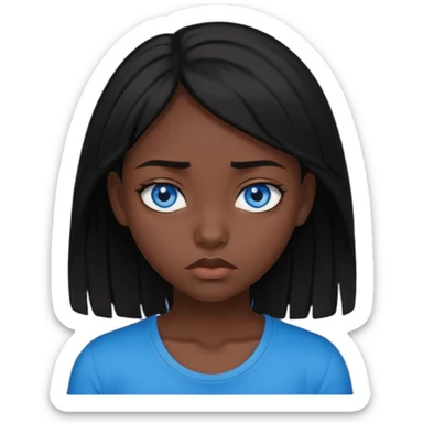 dark femine black haired girl with blue eyes and black top, very cold look sticker