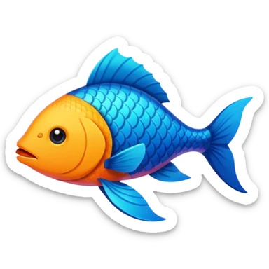 fish in ios style minimalistic sticker