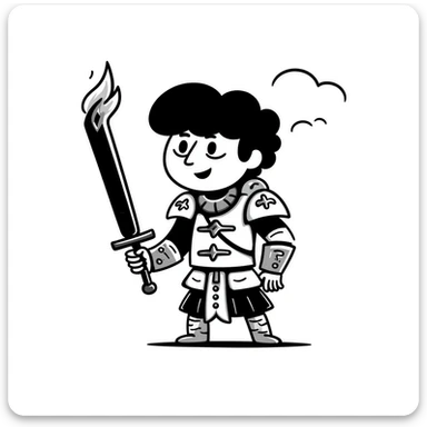 Emperor of Mankind from Warhammer 40K with golden armor and a large flaming sword sticker