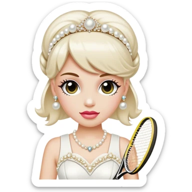 Pearl-encrusted Betsey Johnson white bridal tennis sticker