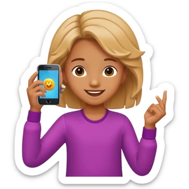 happy child dancing, phone in hands sticker