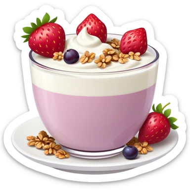 Yogurt with strawberries grapes and granola sticker
