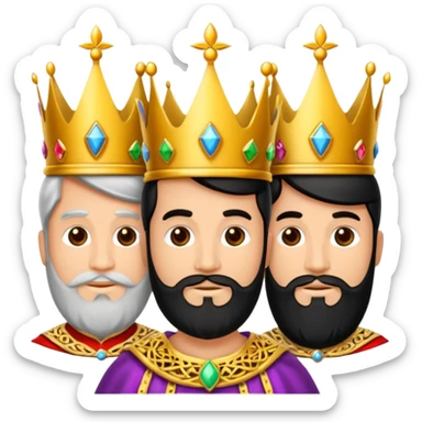 Un emoji de los tres reyes magos juntos(son tres hombres ,dos blancos y uno negro) sticker