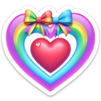 neon heart with a rainbow bow and heart pattern on the bow sticker