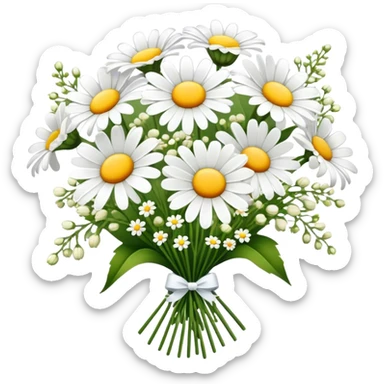 daisy and babies breath bouquet  sticker