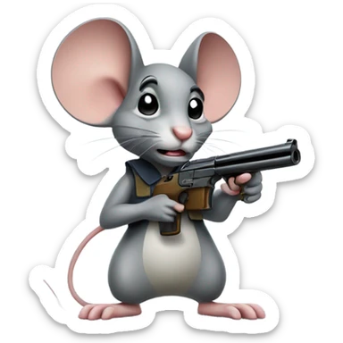 Mouse with a gun sticker