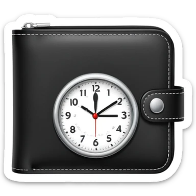 wallet with a clock on it, representing fast and affordable financial services sticker