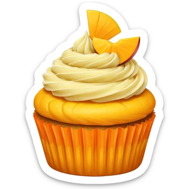 Mango cupcake with mango slice on top sticker