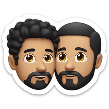 White Man with black hair and ginger beard kissing white man with black hair sticker