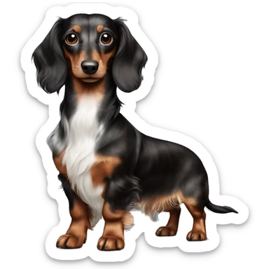 Black & brown Merle long haired Dachshund full body sticker