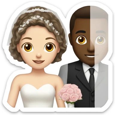 black man and brunette white girl getting married  sticker