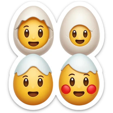 Dos huevos mezclados con el emoji de llorar sticker
