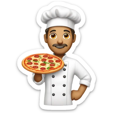 an italian chef holding a pizza  sticker