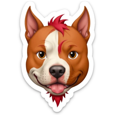 very tattoed face pitbull dog with red spiky hair sticker