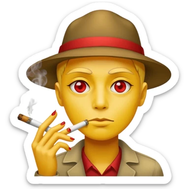 Yellow circle Smoking a blunt with red eyes  sticker