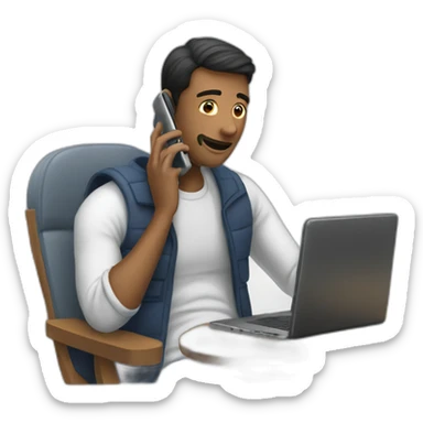 A man talks to his mobile phone sideways sticker