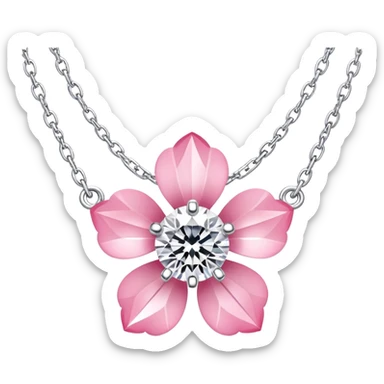 Pink Flower shaped diamond necklace  sticker