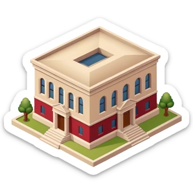isometric beige and crimson school sticker