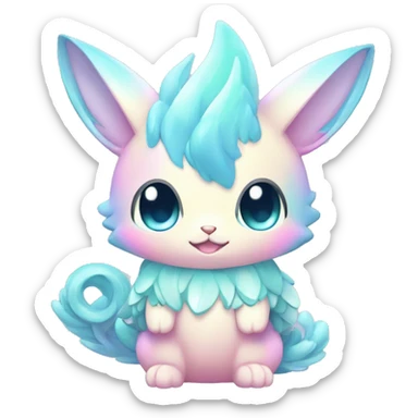Shiny Shy Cool Sparkly Colorful Pastel beautiful fantasy Kawaii Ethereal Sona Fakemon-animal Full Body sticker