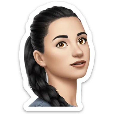 serene girl with ponytail sticker