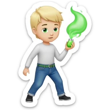 blonde boy farting green from jeans sticker
