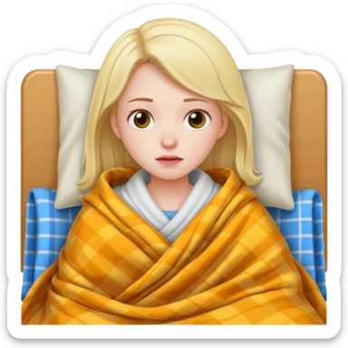 Girl sick in bed  sticker