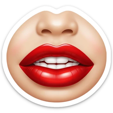 red shiny glossy lips mouth sticker