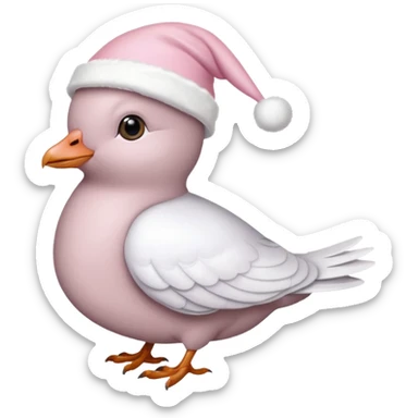 light pink beautiful magestic dove wearing light pink and white christmas hat  sticker