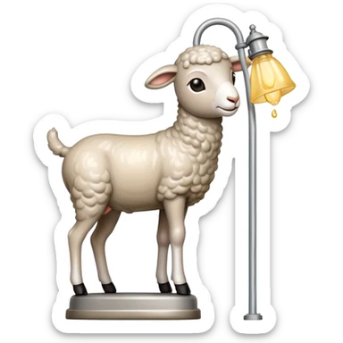 lamb peeing on a lamp sticker
