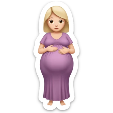 very heavily pregnant overdue lady with very large belly  sticker