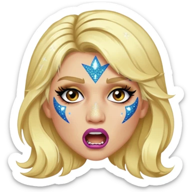 kesha with glitter making a snarling fun face sticker