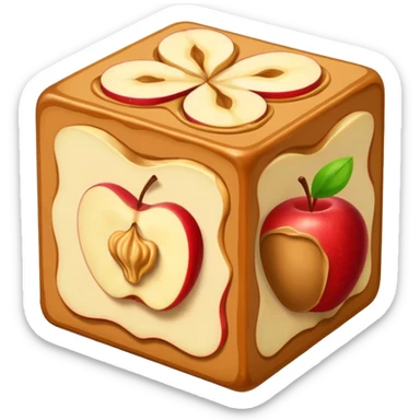 apple slice cube with peanut butter sticker
