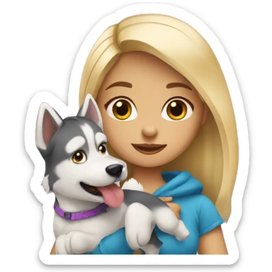 Blond girl whit a husky dog sticker