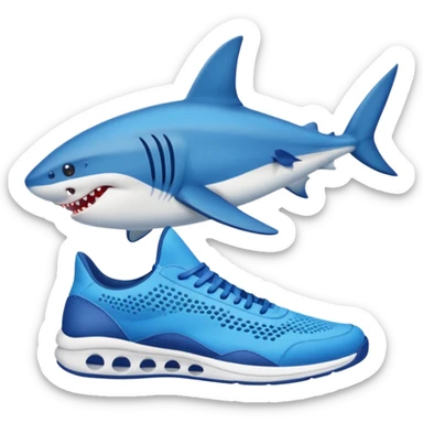 Tiburón con zapatos tenis azules sticker