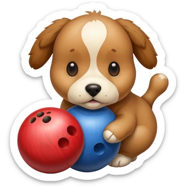 bowling skittle with puppy head on top sticker