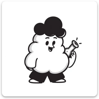 cute hand-drawn poop character holding a small bong sticker